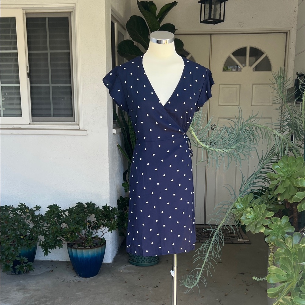 Rails Navy and White Polka Dot Wrap Dress